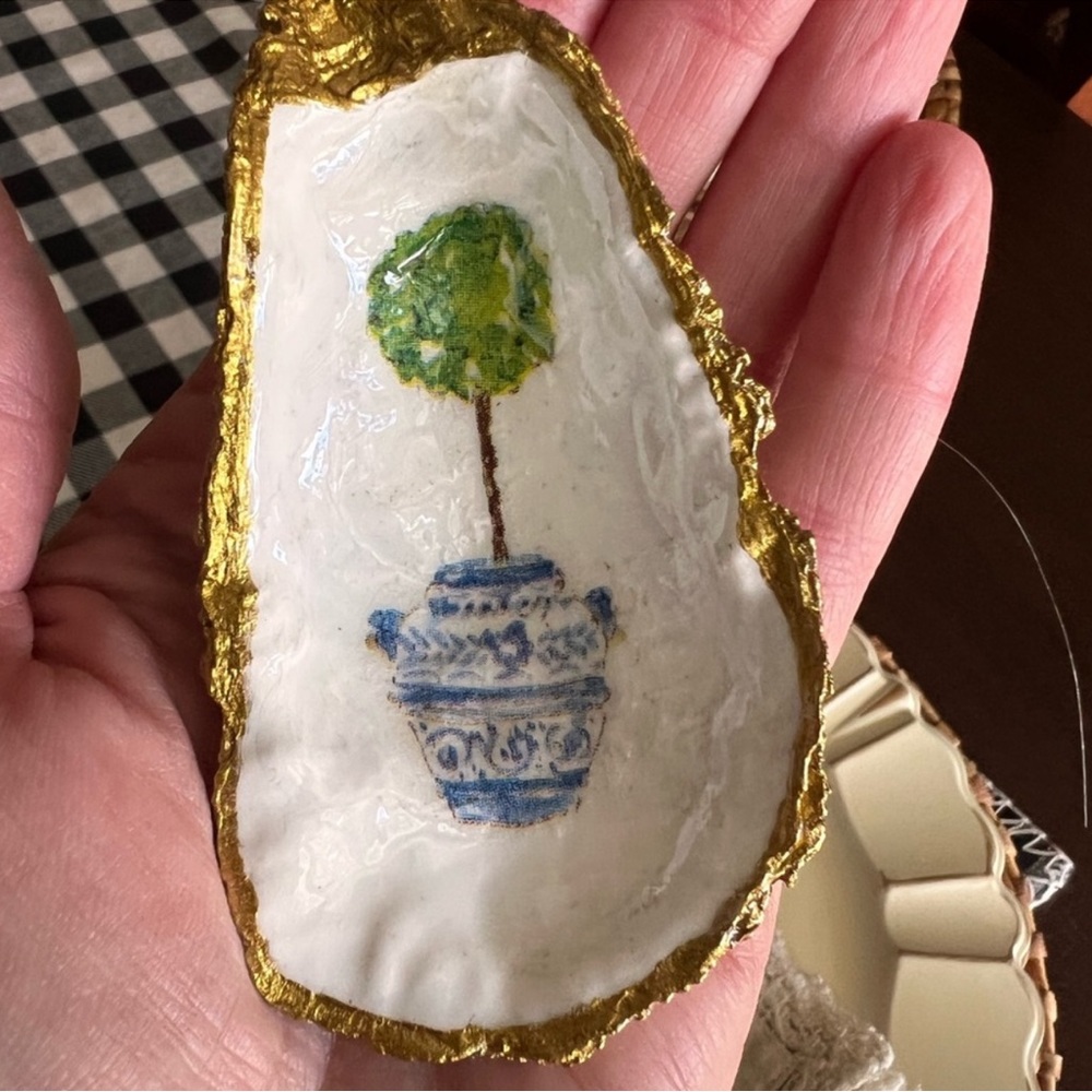 Oyster Shell Trinket Dish - Decoupage Oyster Shell